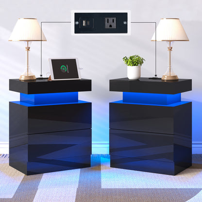 Dimmesdale Nightstands LED High Gloss - Black