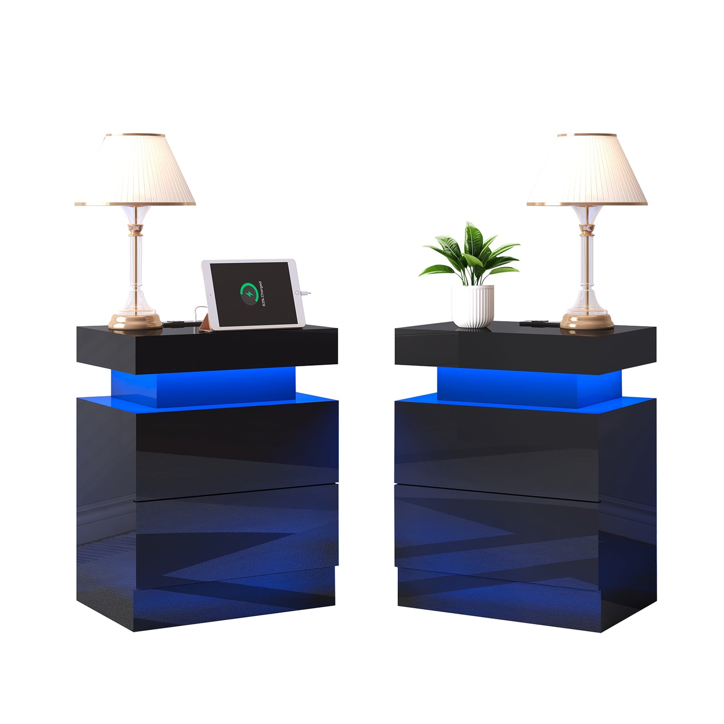 Dimmesdale Nightstands LED High Gloss - Black