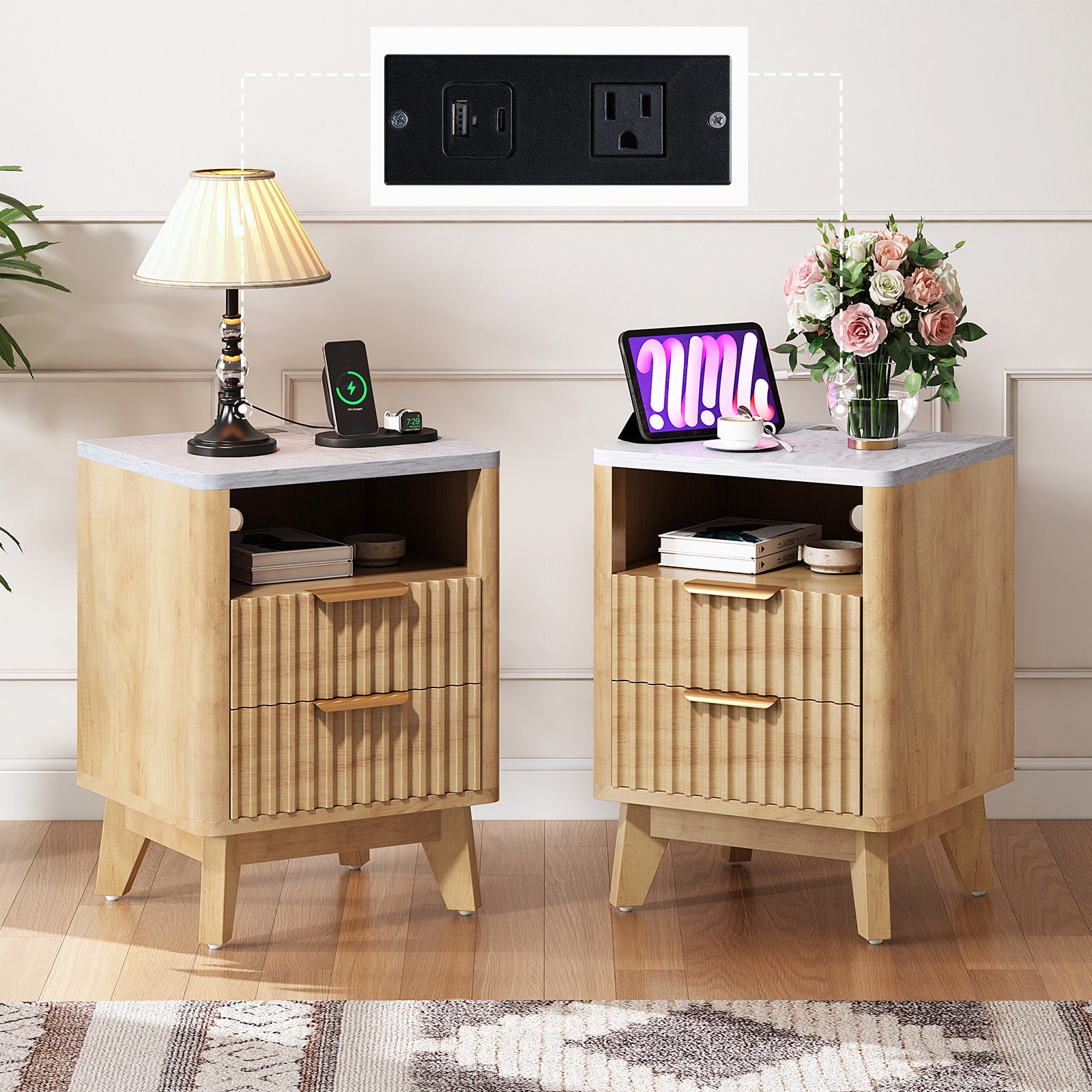 Cropredy Nightstands - Pair / Natural Oak