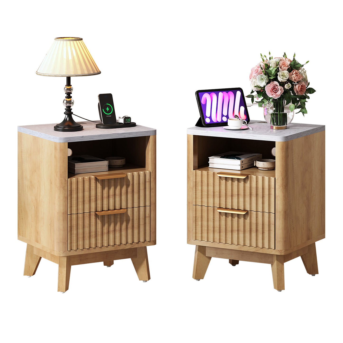 Cropredy Nightstands - Pair / Natural Oak