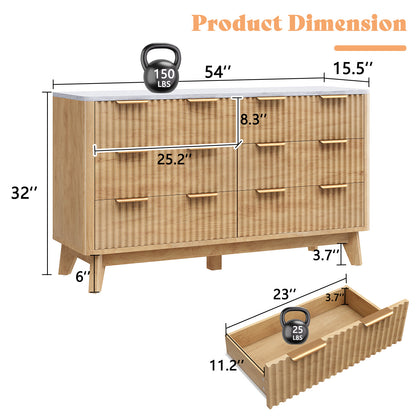 Cropredy 6-Drawers Dresser - Natural Oak