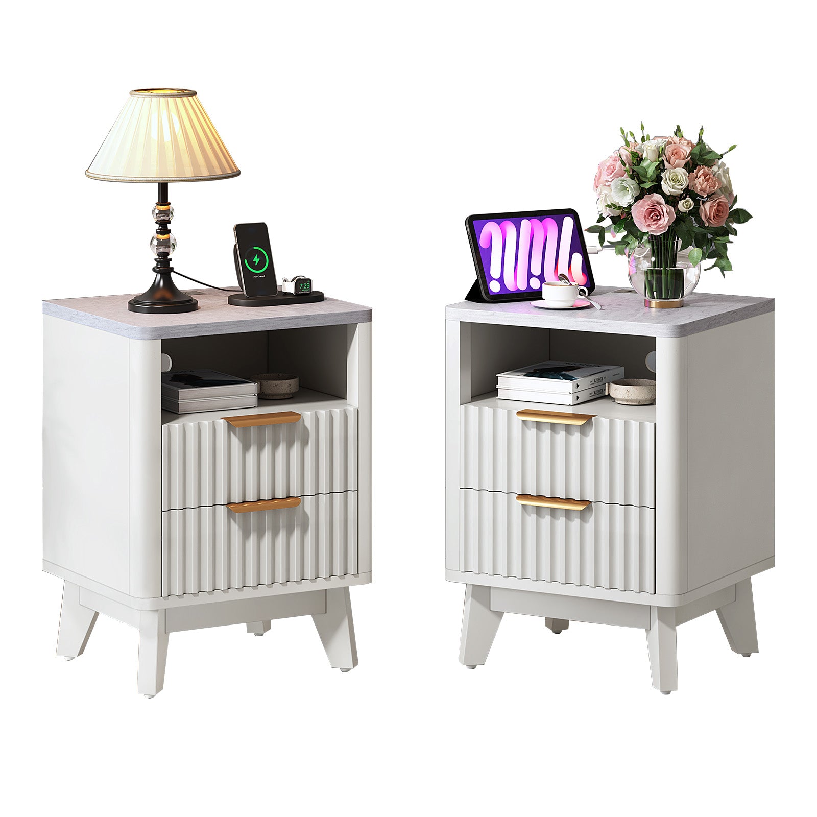 Cropredy Nightstands - Pair / White