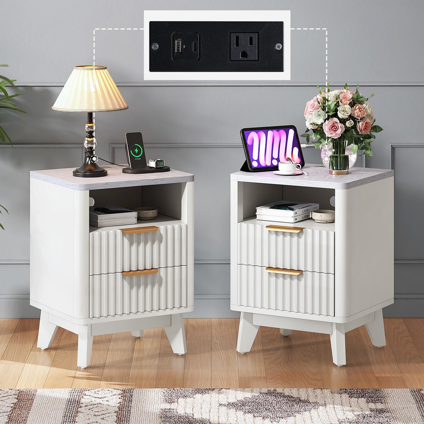 Cropredy Nightstands - Pair / White