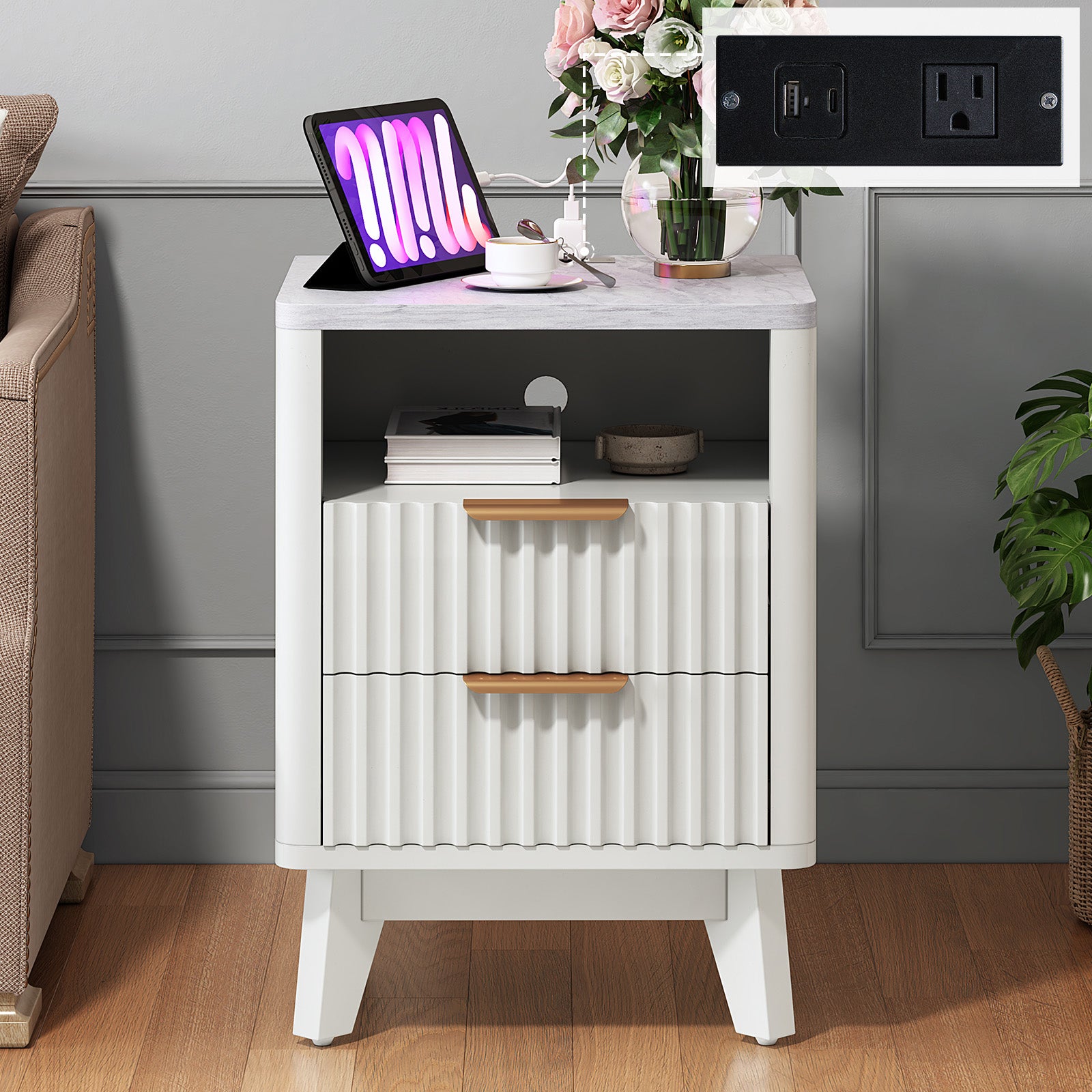 Cropredy Nightstands - Single / White