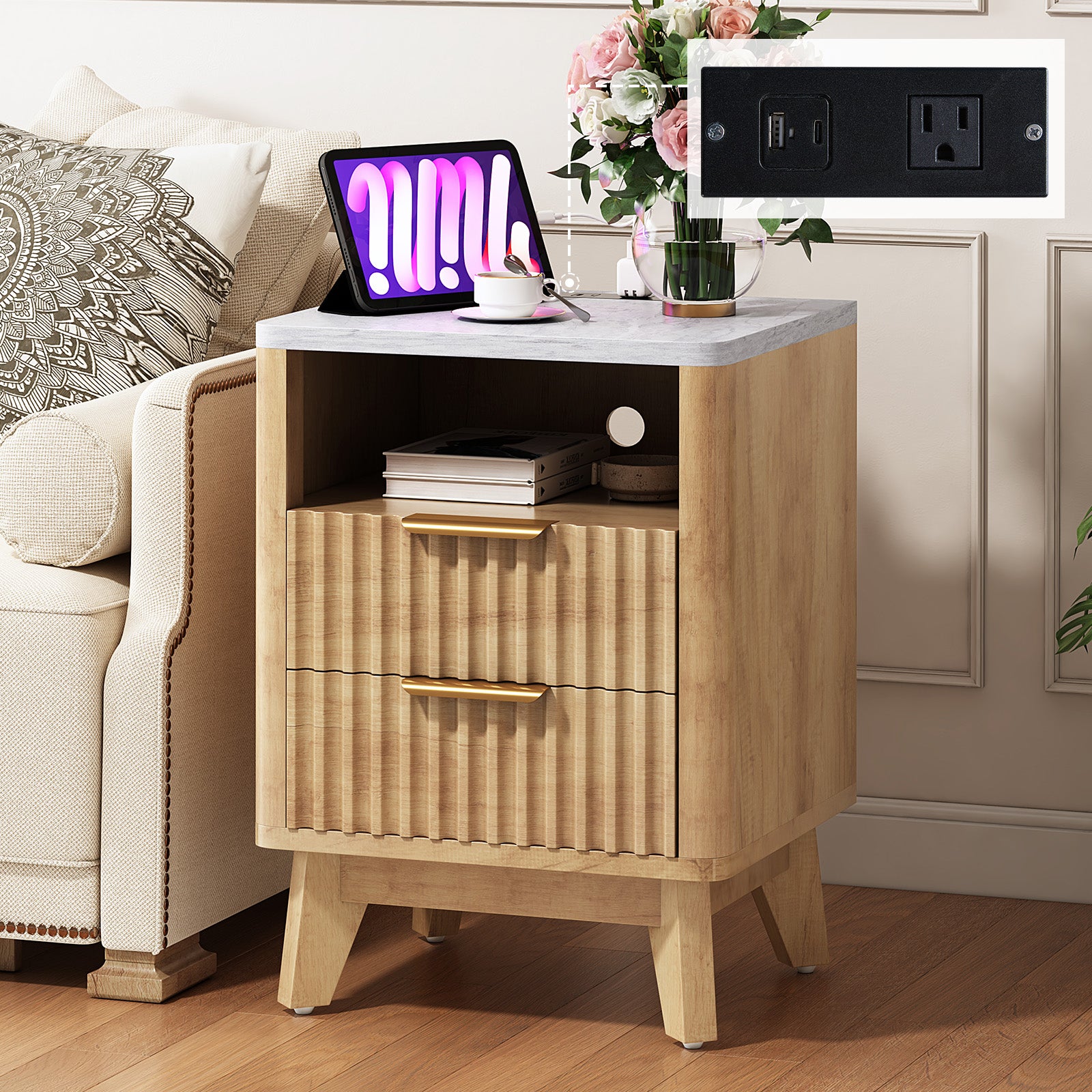 Cropredy Nightstands - Single / Natural Oak