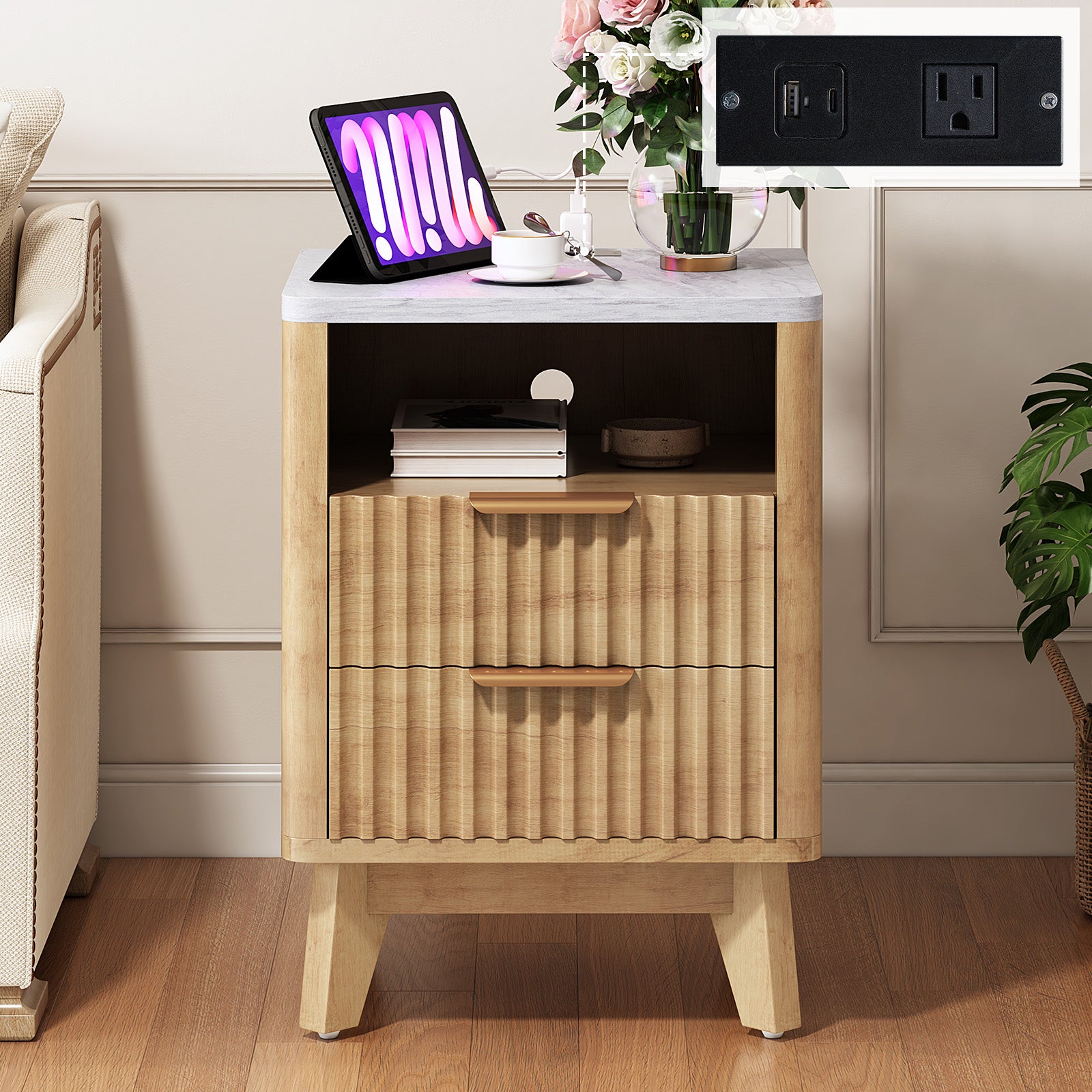 Cropredy Nightstands - Single / Natural Oak