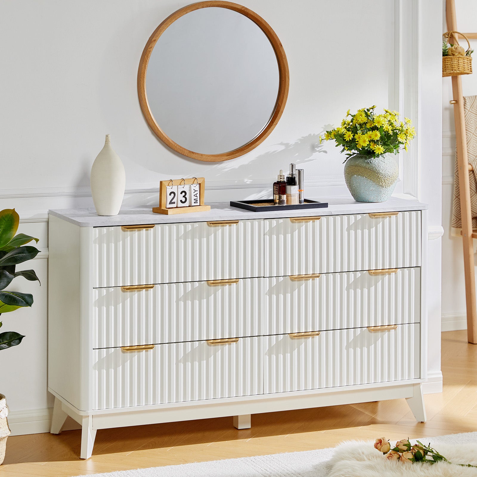 modern white 6 drawer dresser Modern 6-Drawer Dresser