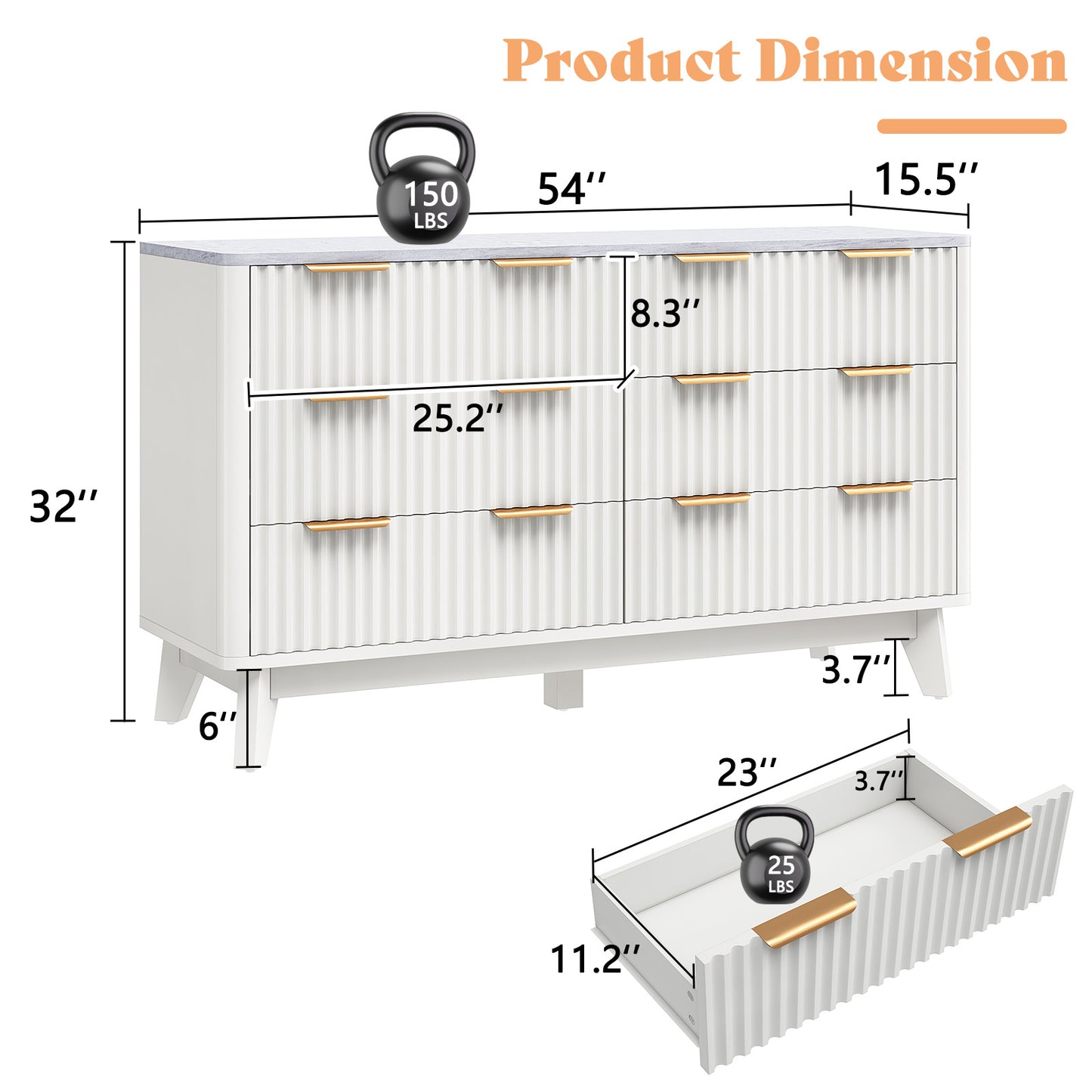 Cropredy 6-Drawers Dresser - White