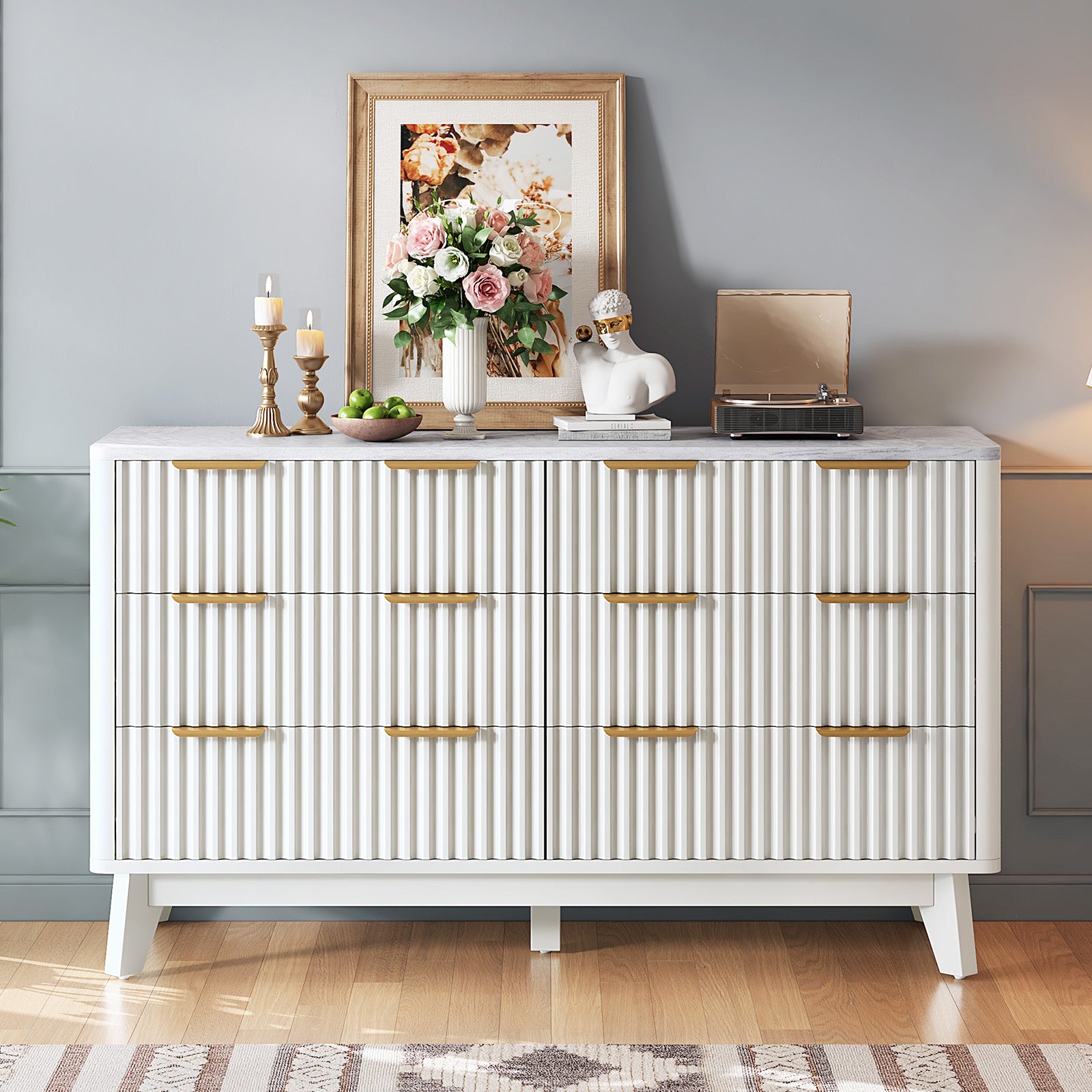 Amerlife Cropredy Fluted 6-Drawers Dresser 54