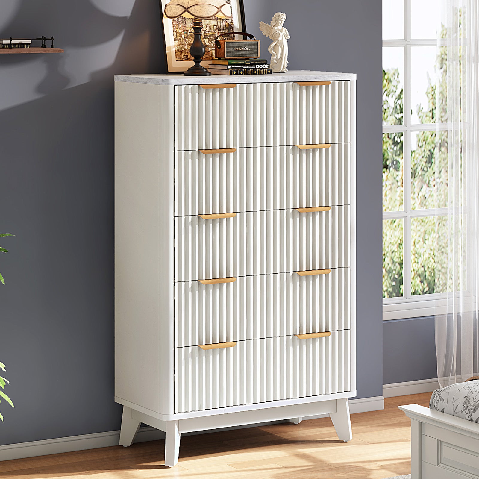 Amerlife Cropredy 5-Drawers Fluted Dresser 48 Amerlife Cropredy 5-Drawers Fluted Dresser 48