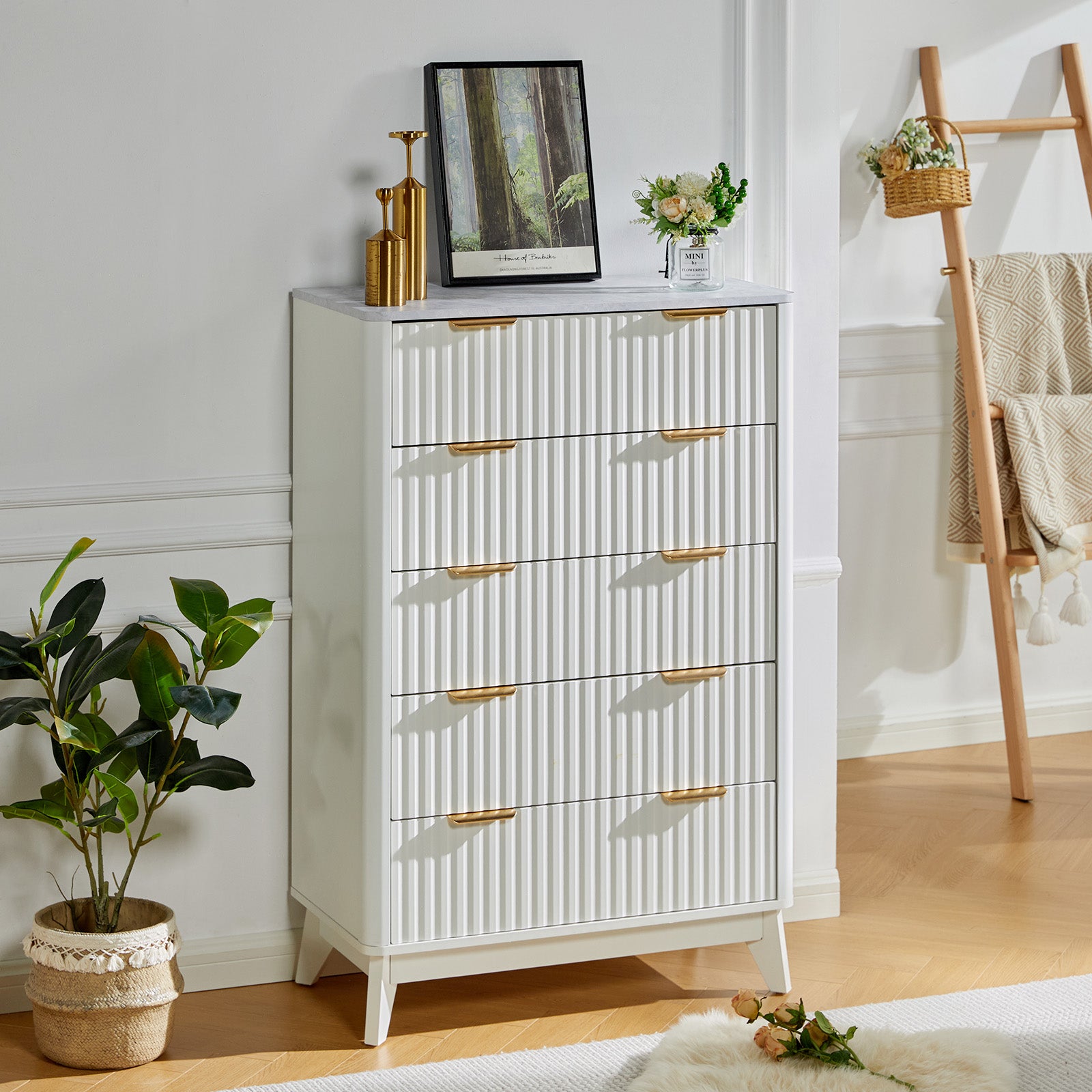 modern white 5 drawer dresser Conjira Contemporary White 5-Drawer Chest by Furniture of America