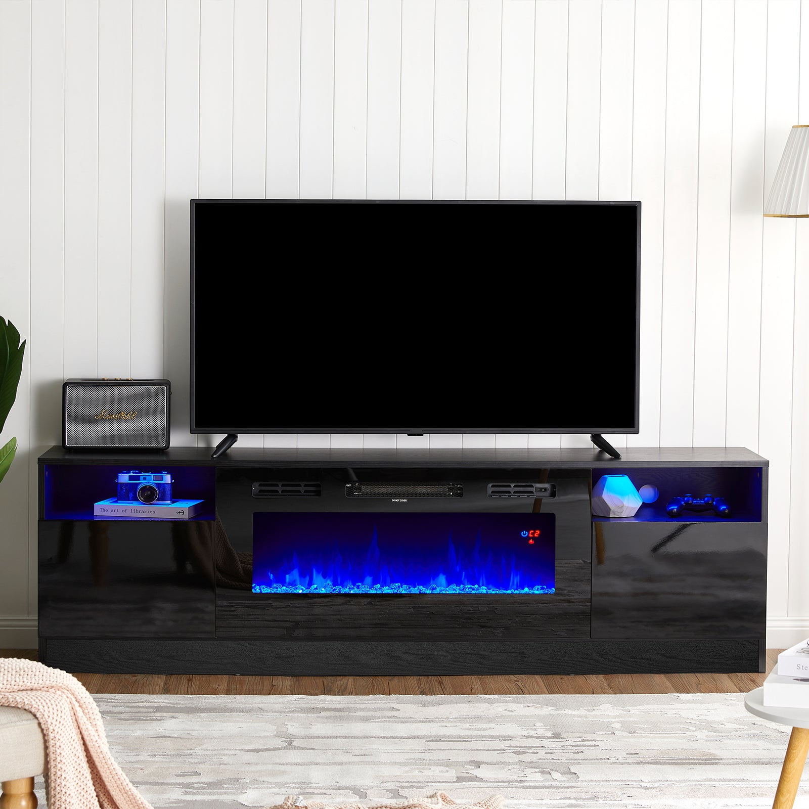 Amerlife Portal Fireplace TV Stand 70'' Modern Wood Texture