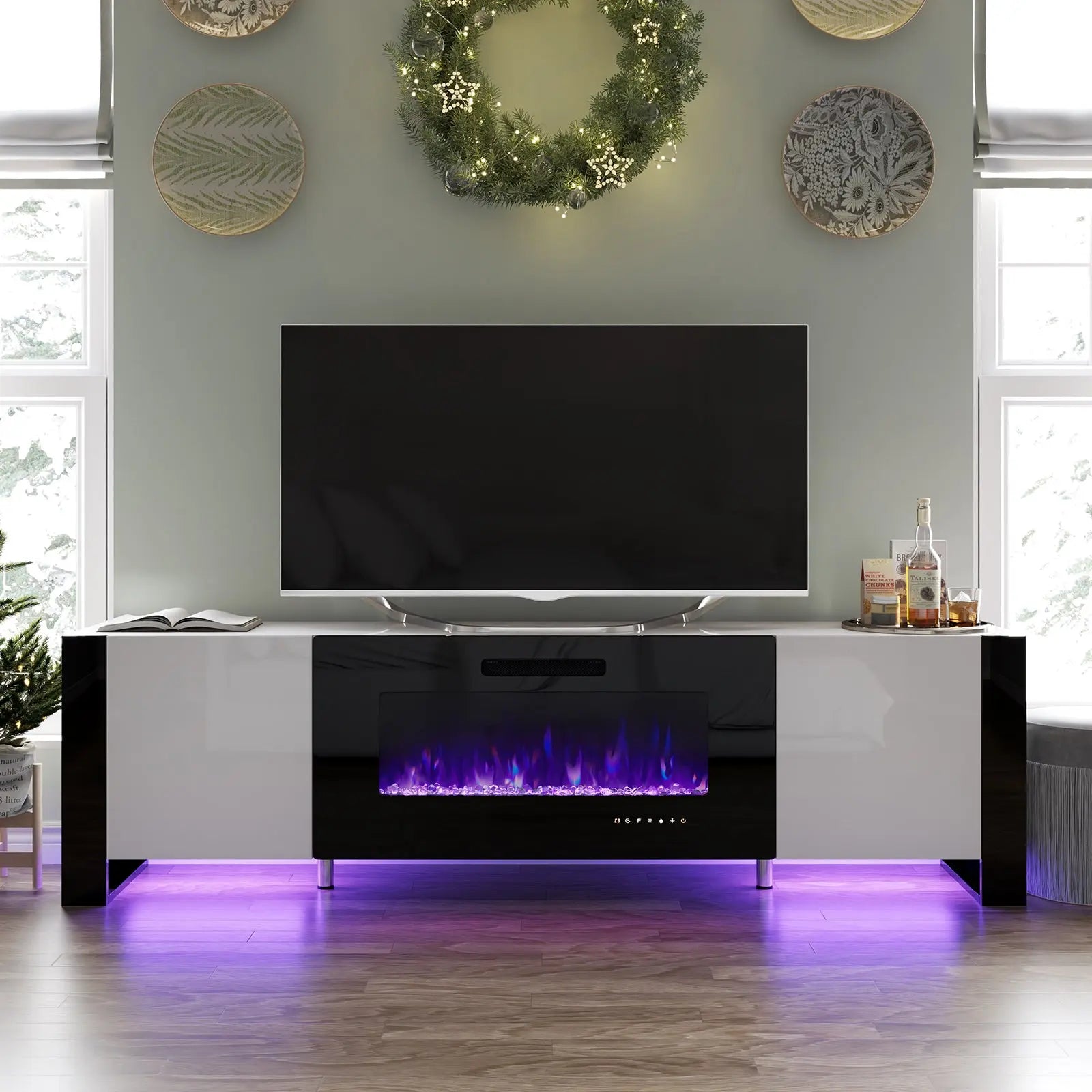 Modern tv console with fireplace online