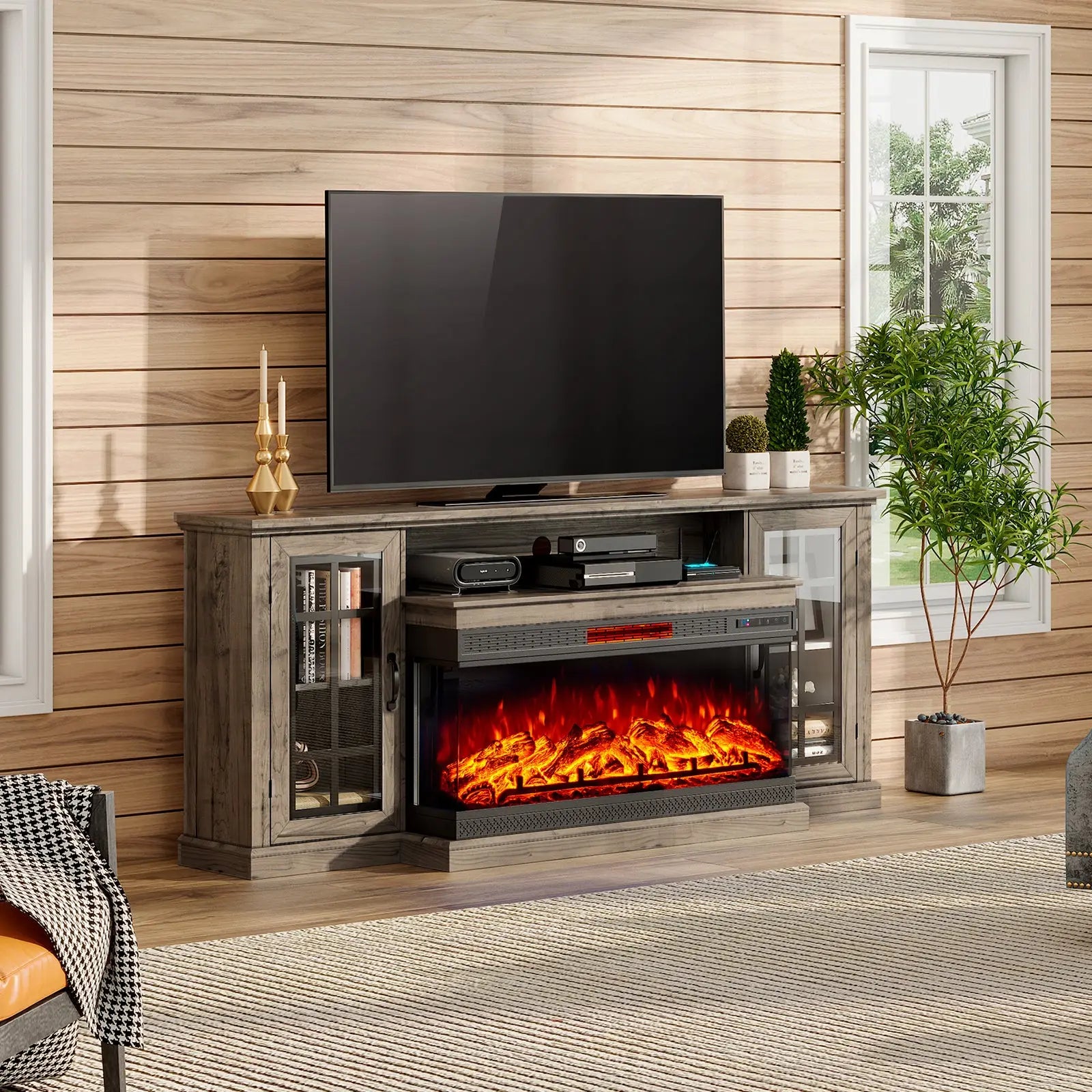 Terryville fireplace deals tv stand