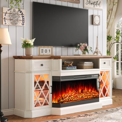 Weston 70" Bevel Fireplace TV Stand - Antique White