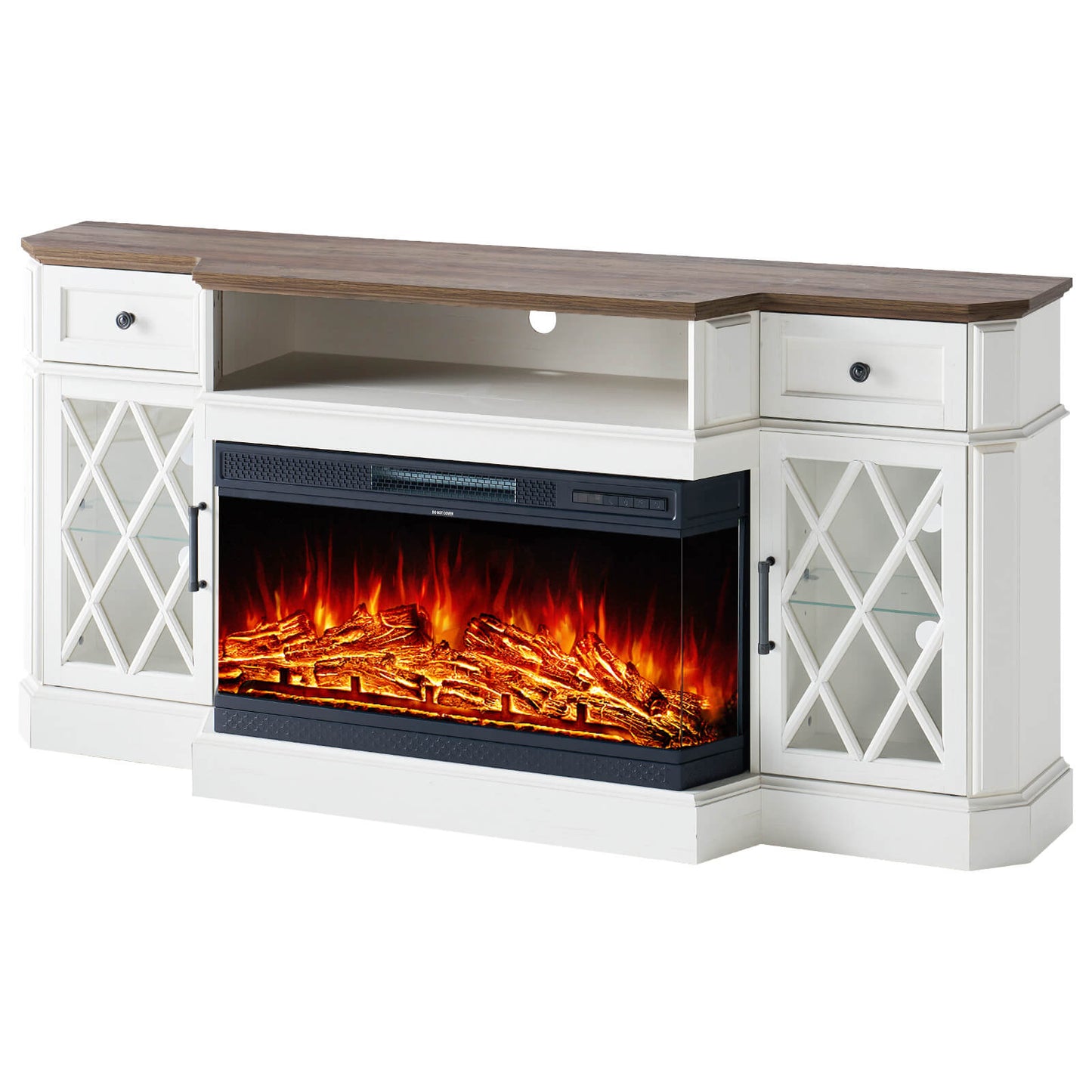 Weston 70" Bevel Fireplace TV Stand - Antique White