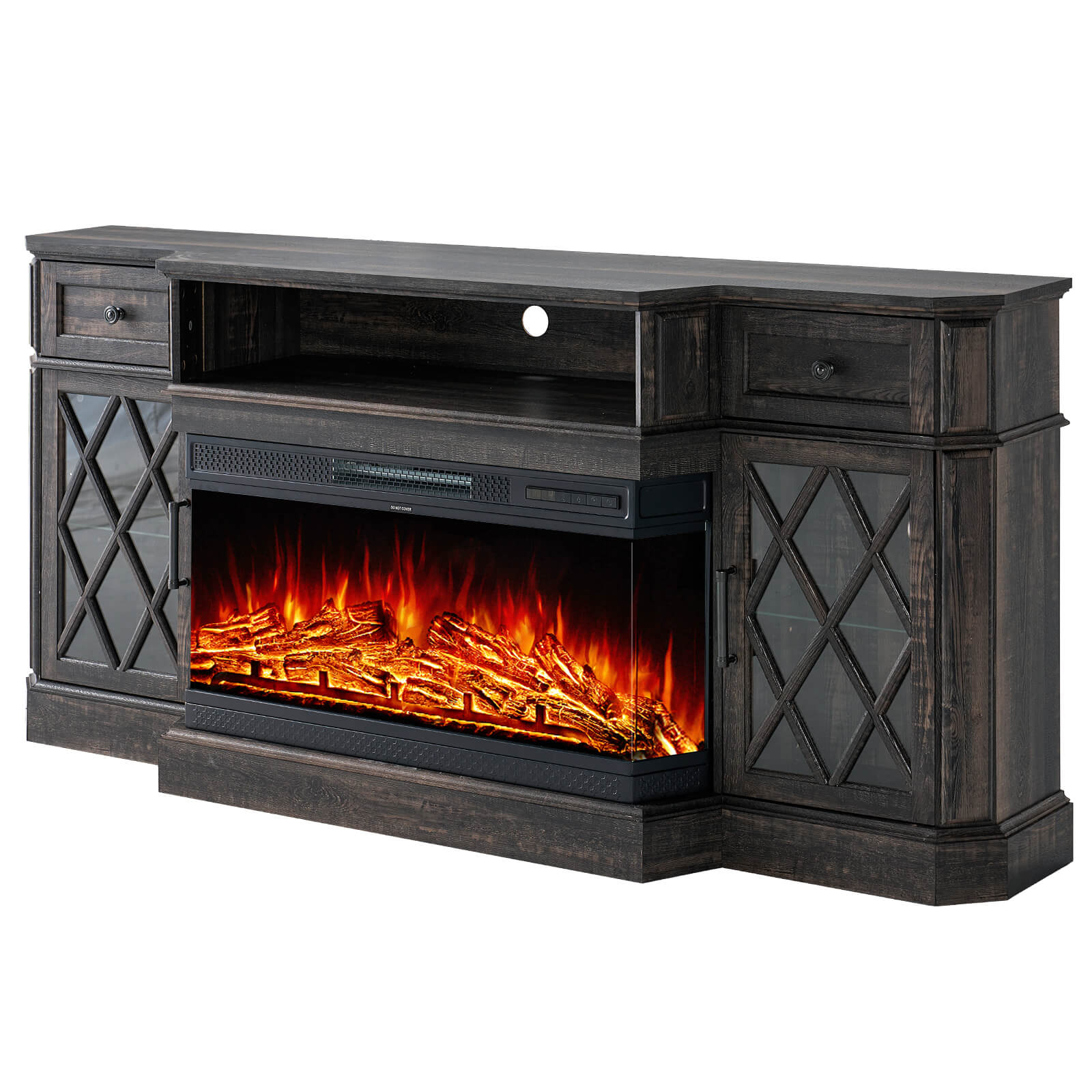 Weston 70" Bevel Fireplace TV Stand - Black Oak