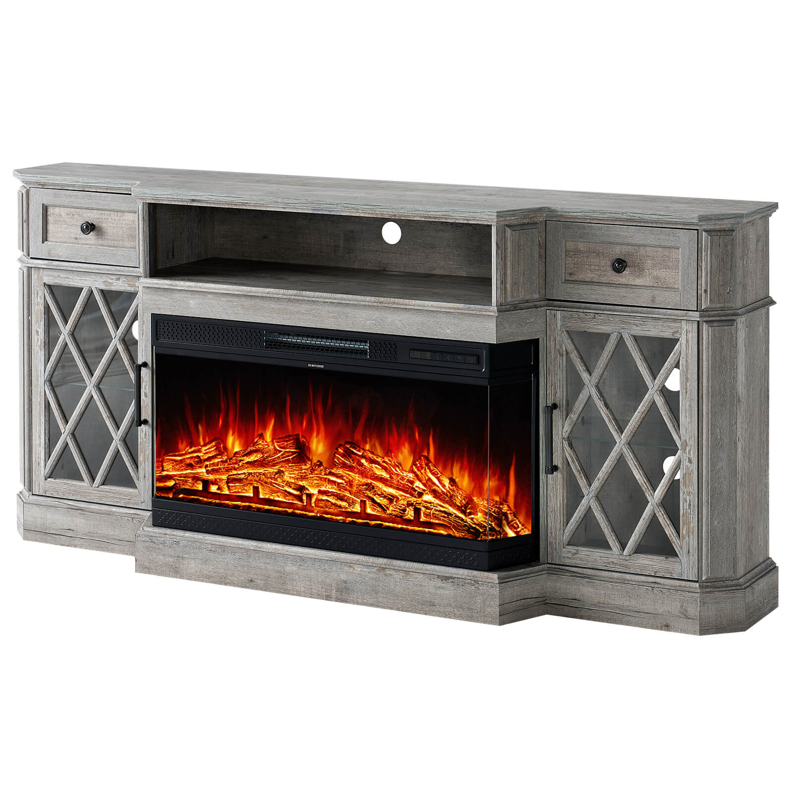 Weston 70" Bevel Fireplace TV Stand - Light Gray