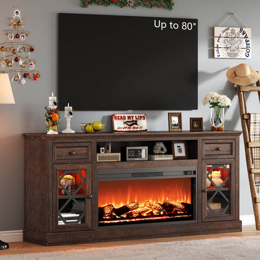 Liviana 70" Fireplace TV Stand - Espresso