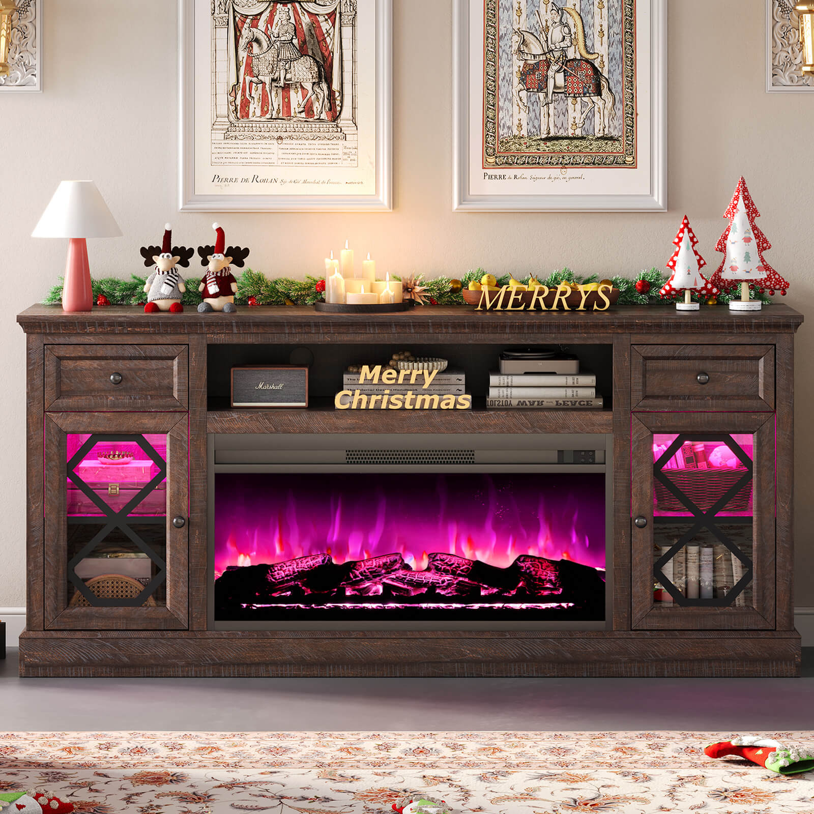 Liviana 70" Fireplace TV Stand - Espresso