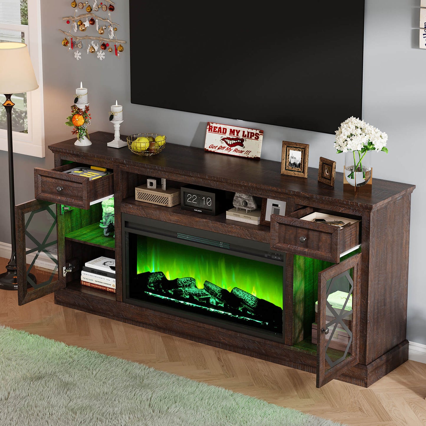 Liviana 70" Fireplace TV Stand - Espresso