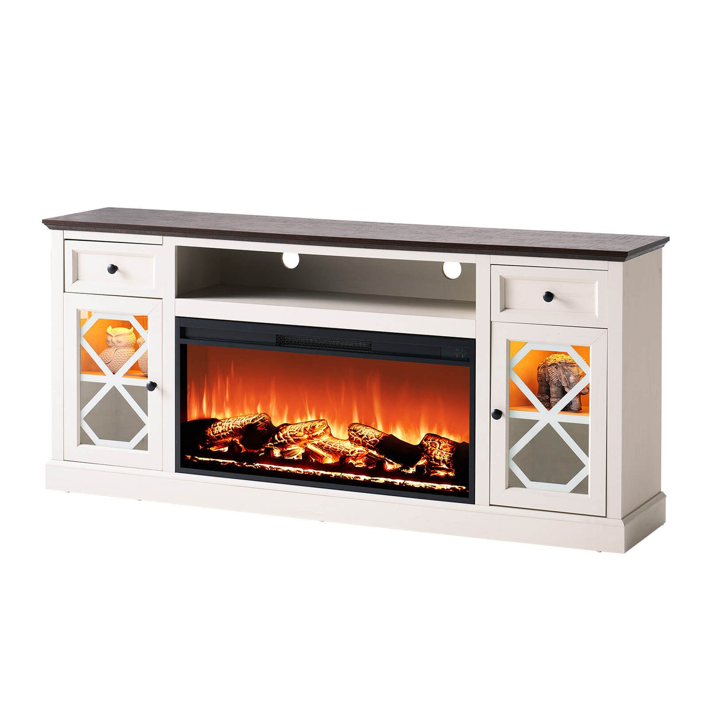 Liviana 70" Fireplace TV Stand - Espresso & White