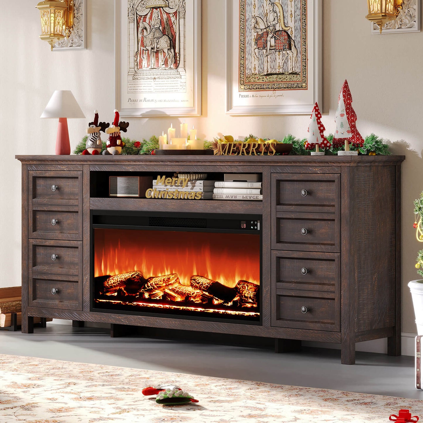 Shipston 70" Fireplace TV Stand - Espresso