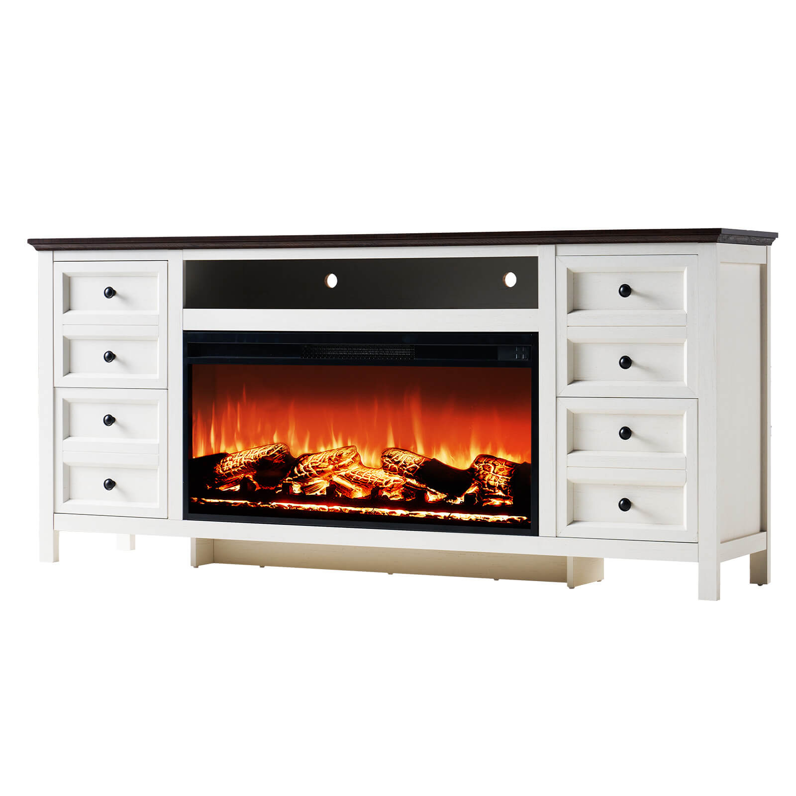 Shipston 70" Fireplace TV Stand - Espresso & white