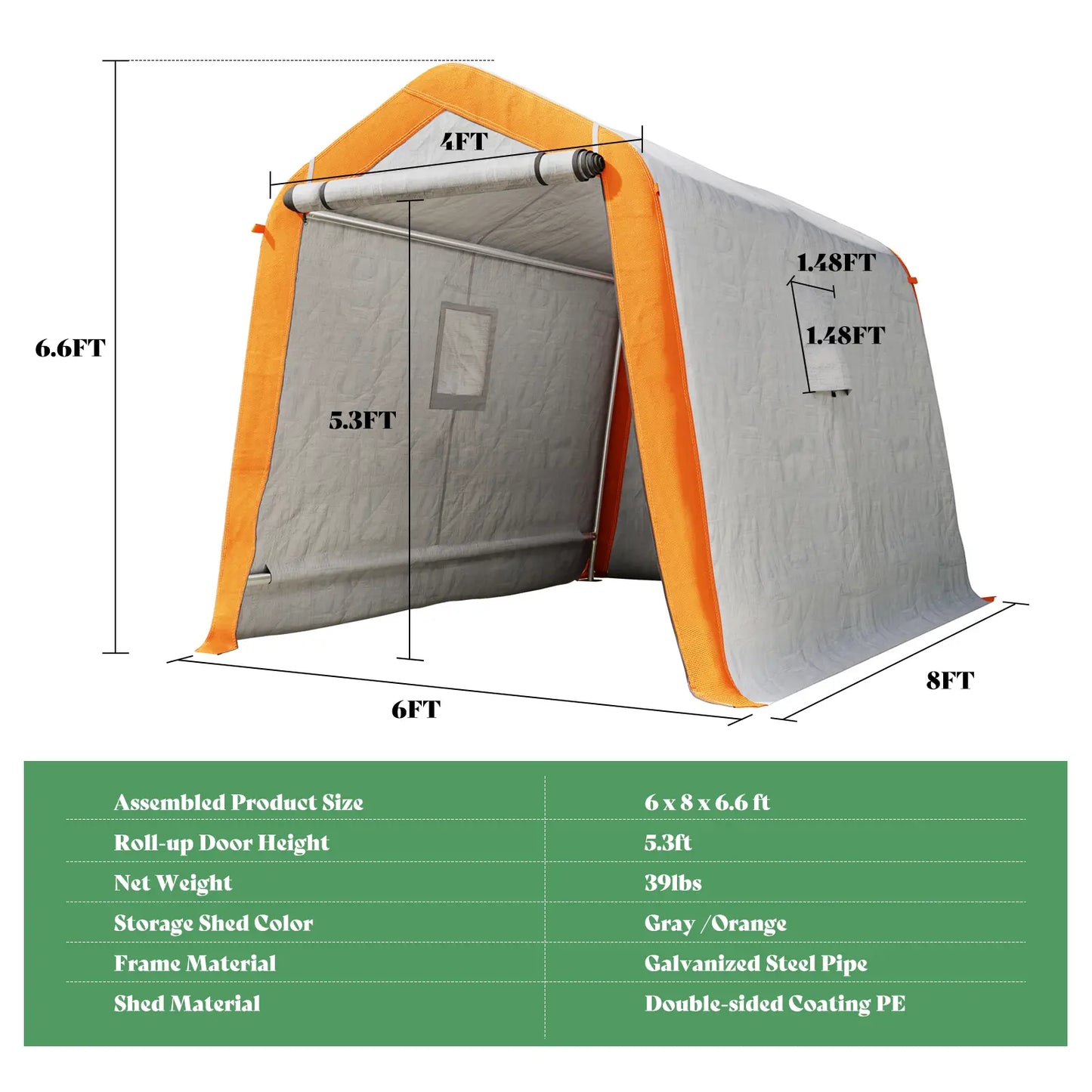 YSS005 6x8x6.6 FT Outdoor Storage Shed