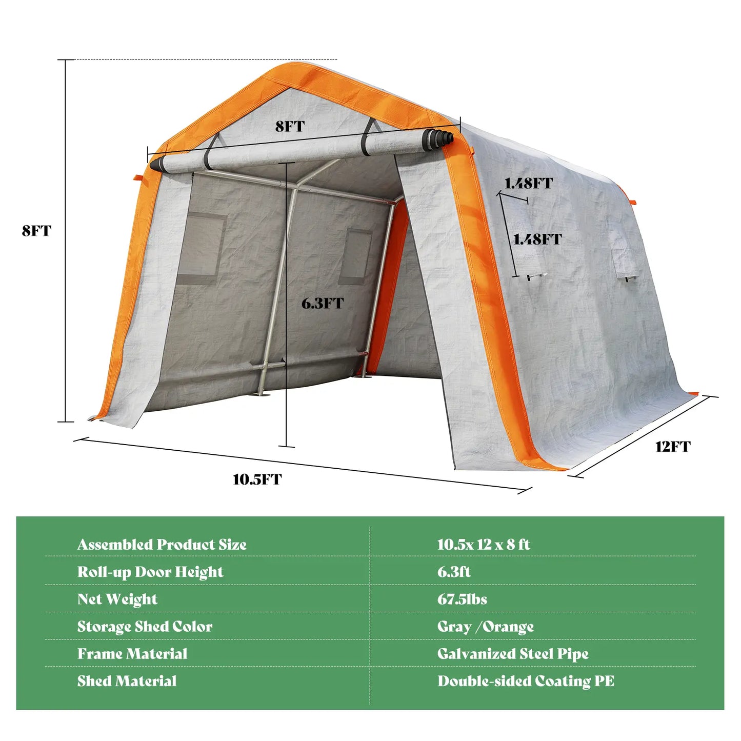 YSS005 10.5x12x8 FT Outdoor Storage Shed