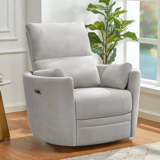 Amerlife Foss Power Recliner Chair Barrel Swivel Rocking Reclining ...