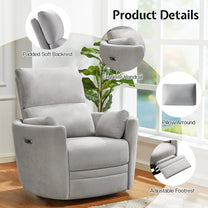 Amerlife Foss Power Recliner Chair Barrel Swivel Rocking Reclining ...