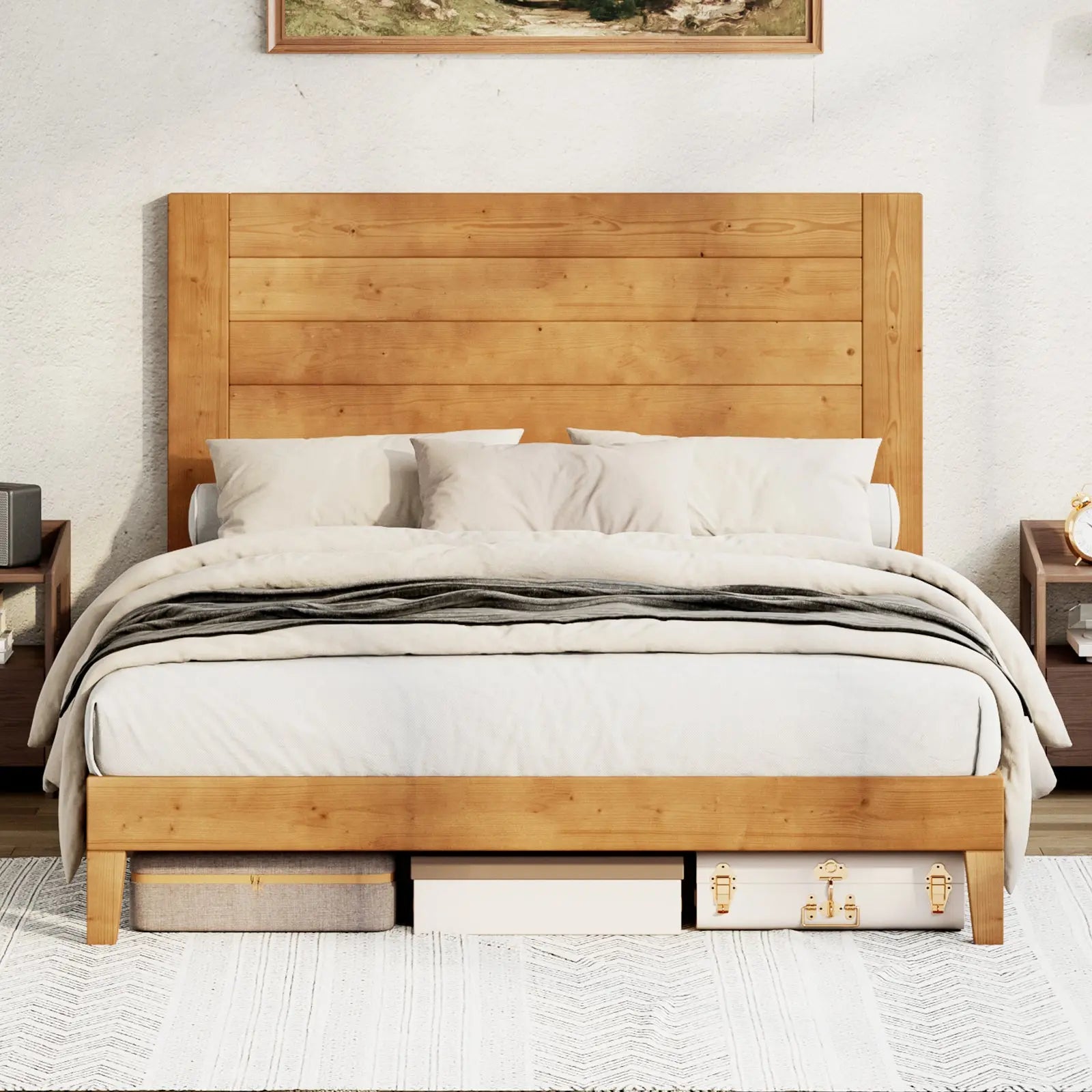 Simple wood bed frame full online
