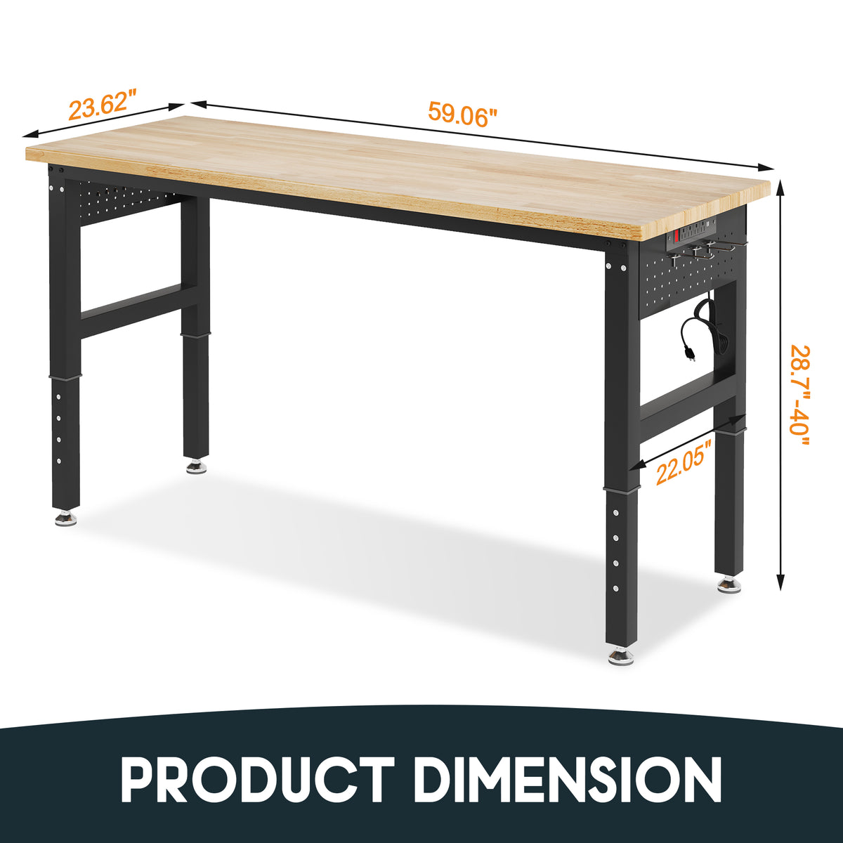 Plank 60-Inch Adjustable Heavy-Duty Workbench