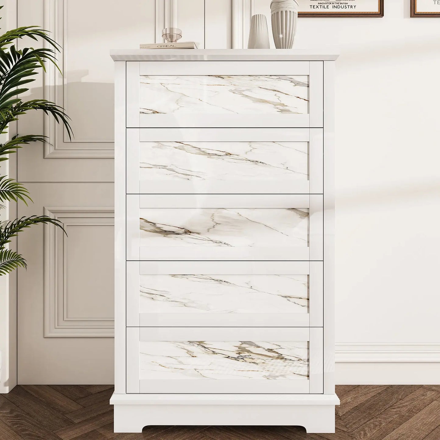 Natural Marble 5 Drawer Dresser, 49