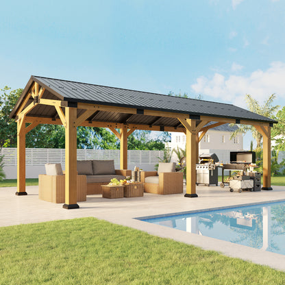 Cedar Wood Gazebo with Sloped Roof Amerlife 12X24X9.5 FT