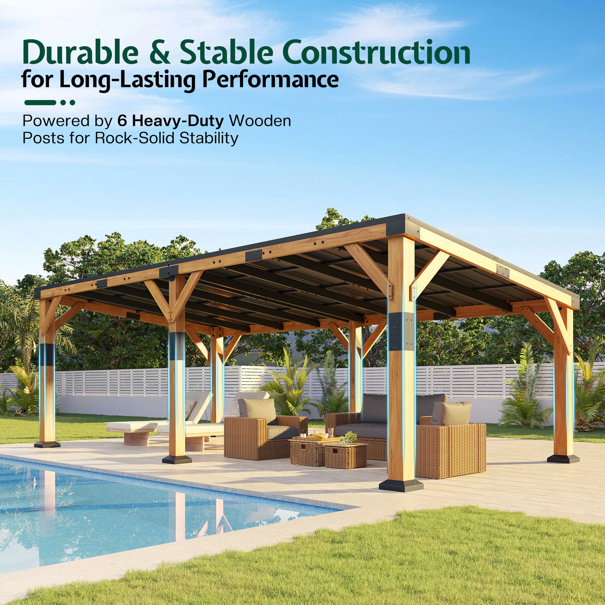 Cedar Wood Gazebo with Sloped Roof Amerlife 12x24x8.2 FT 