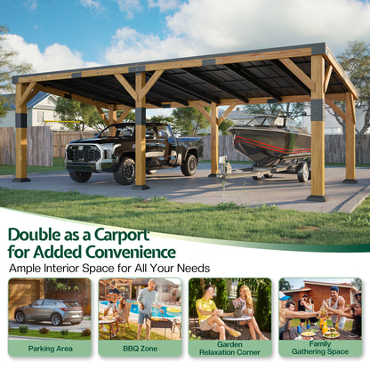 Cedar Wood Gazebo with Sloped Roof Amerlife 12x24x8.2 FT 