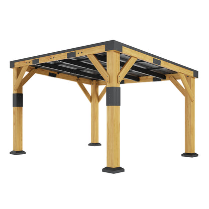Cedar Wood Gazebo with Sloped Roof Amerlife 10x12x8 FT 