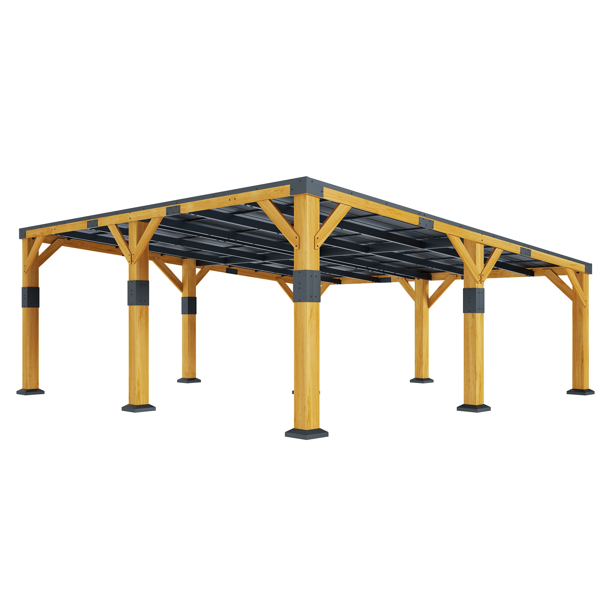 Cedar Wood Gazebo with Sloped Roof Amerlife 20x20x9.2 FT 