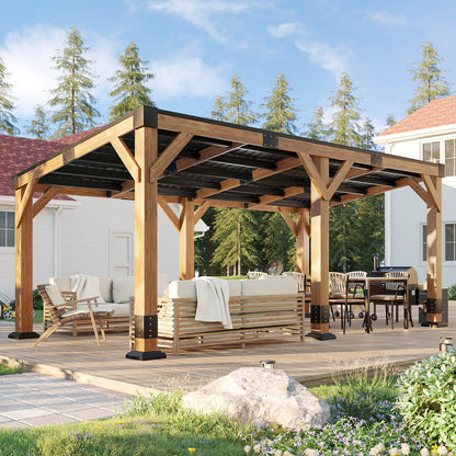 Solark Wooden Sloped Roof Gazebo - Amerlife