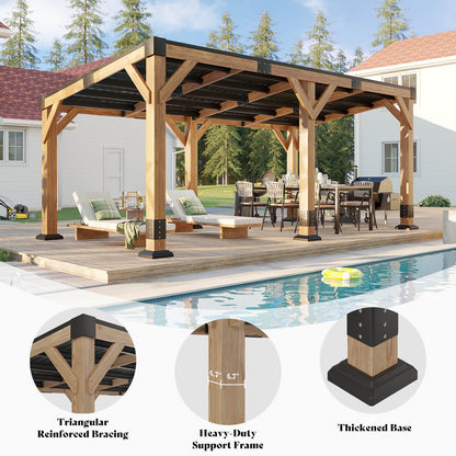 Solark Wooden Sloped Roof Gazebo - Amerlife