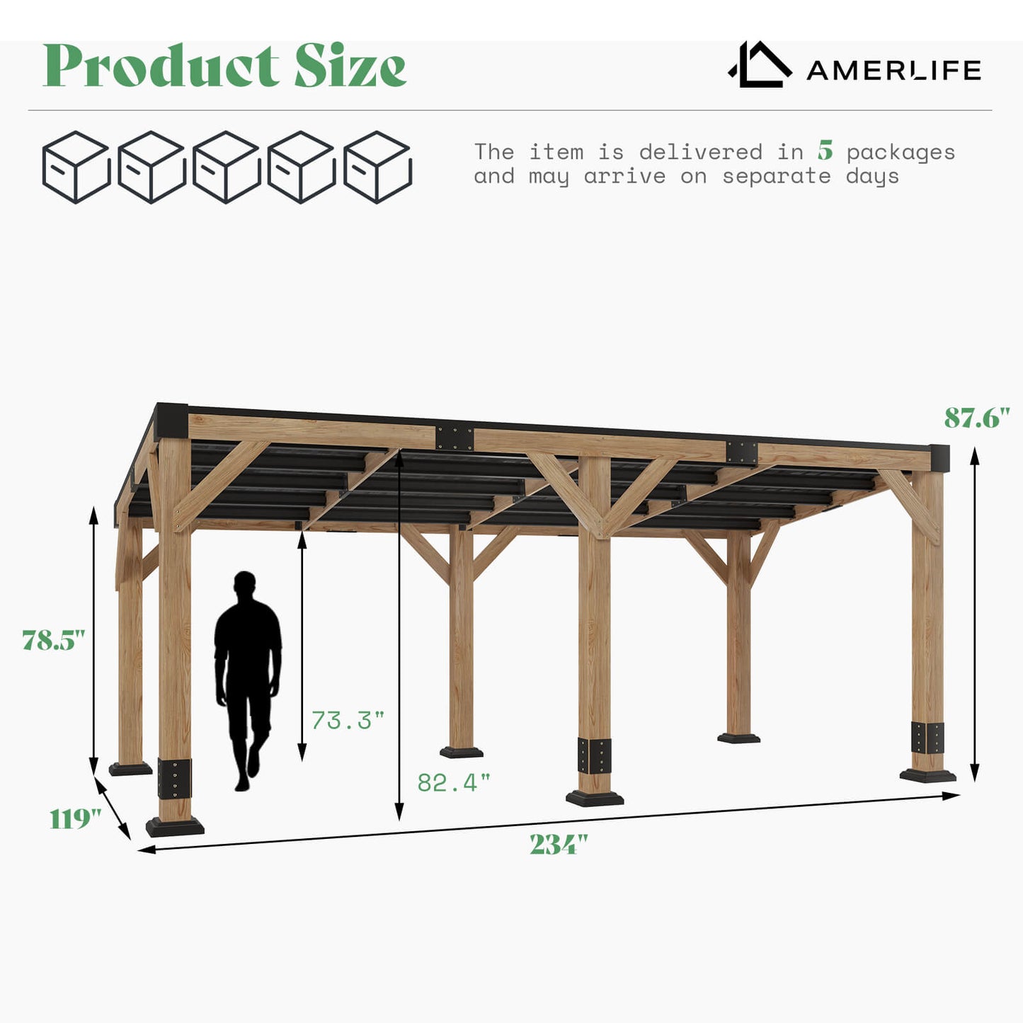 Solark Wooden Sloped Roof Gazebo - Amerlife