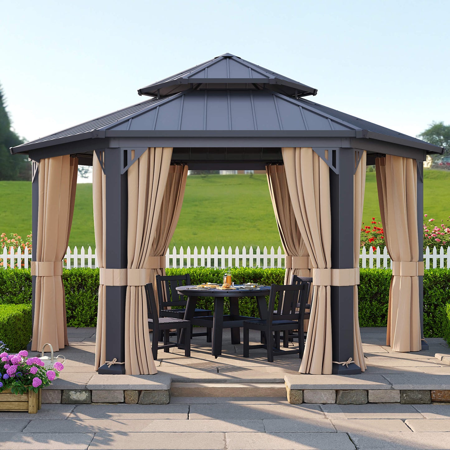 Ironwill Hexagon Metal Gazebo Amerlife