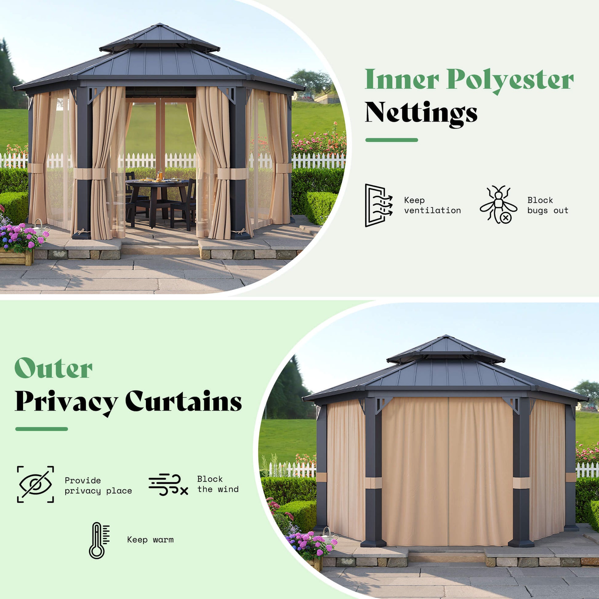 Ironwill Hexagon Metal Gazebo Amerlife