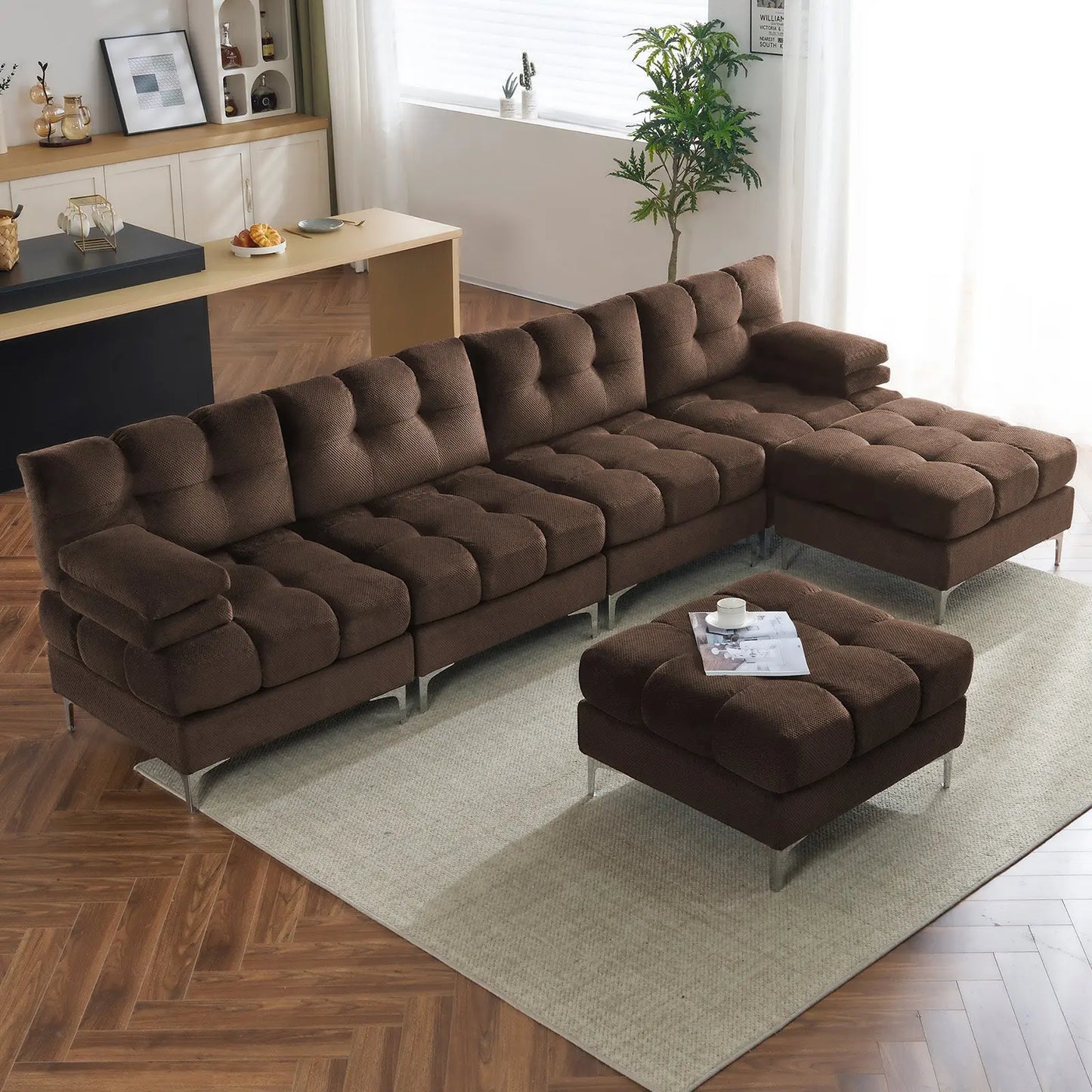 124''-6 Seats U-shape / Brown