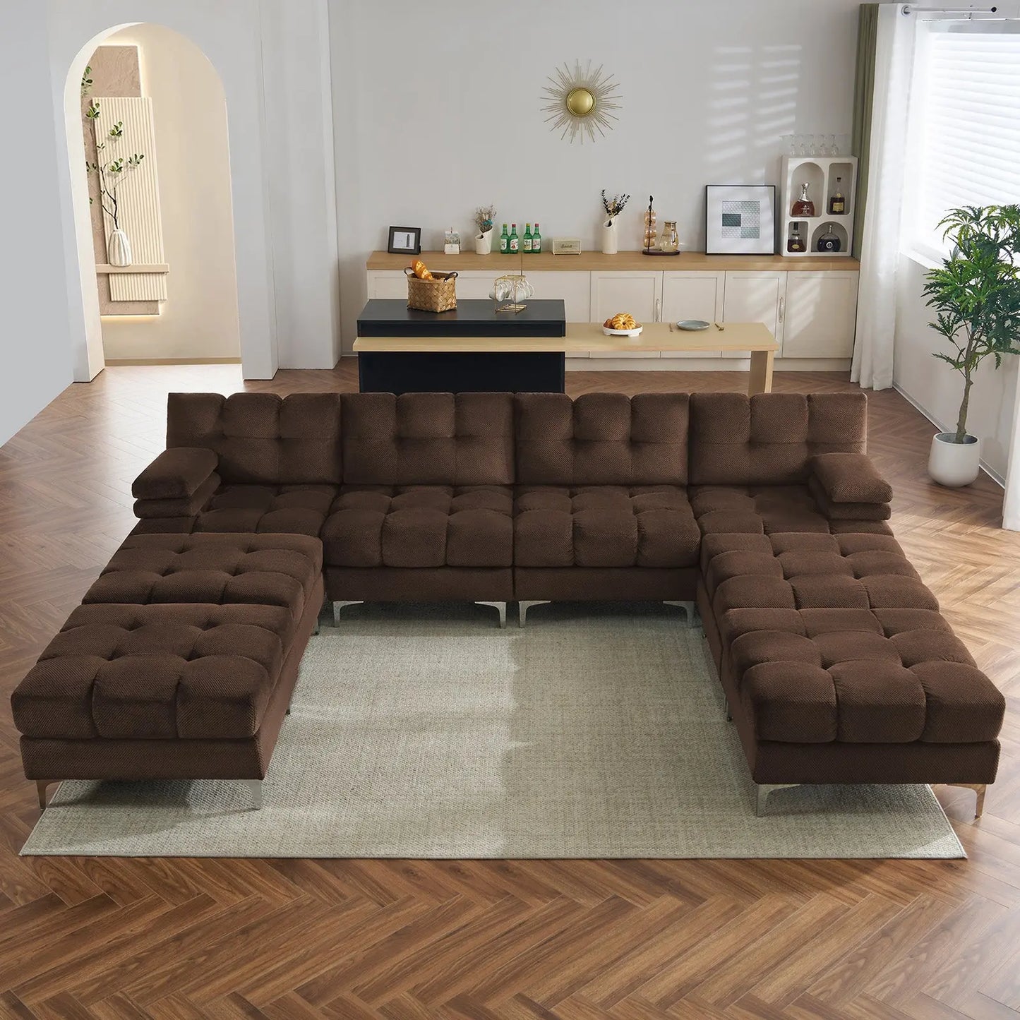 124''-8 Seats U-shape / Brown