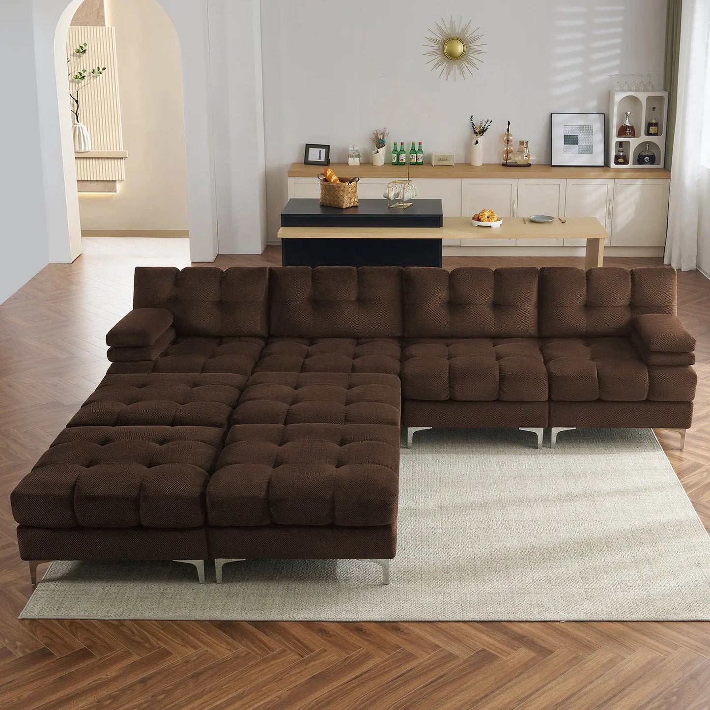 124''-8 Seats U-shape / Brown