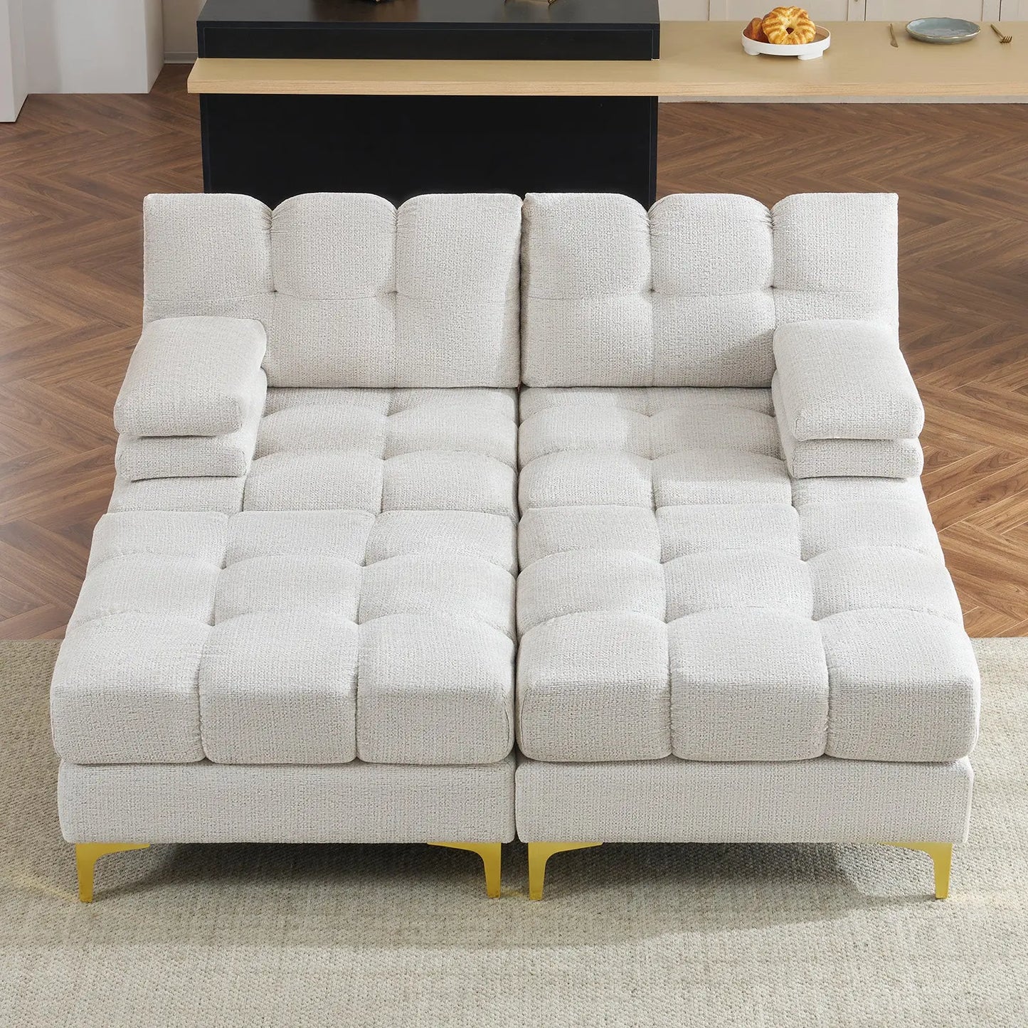 67''-4 Seats with Chaise / Beige