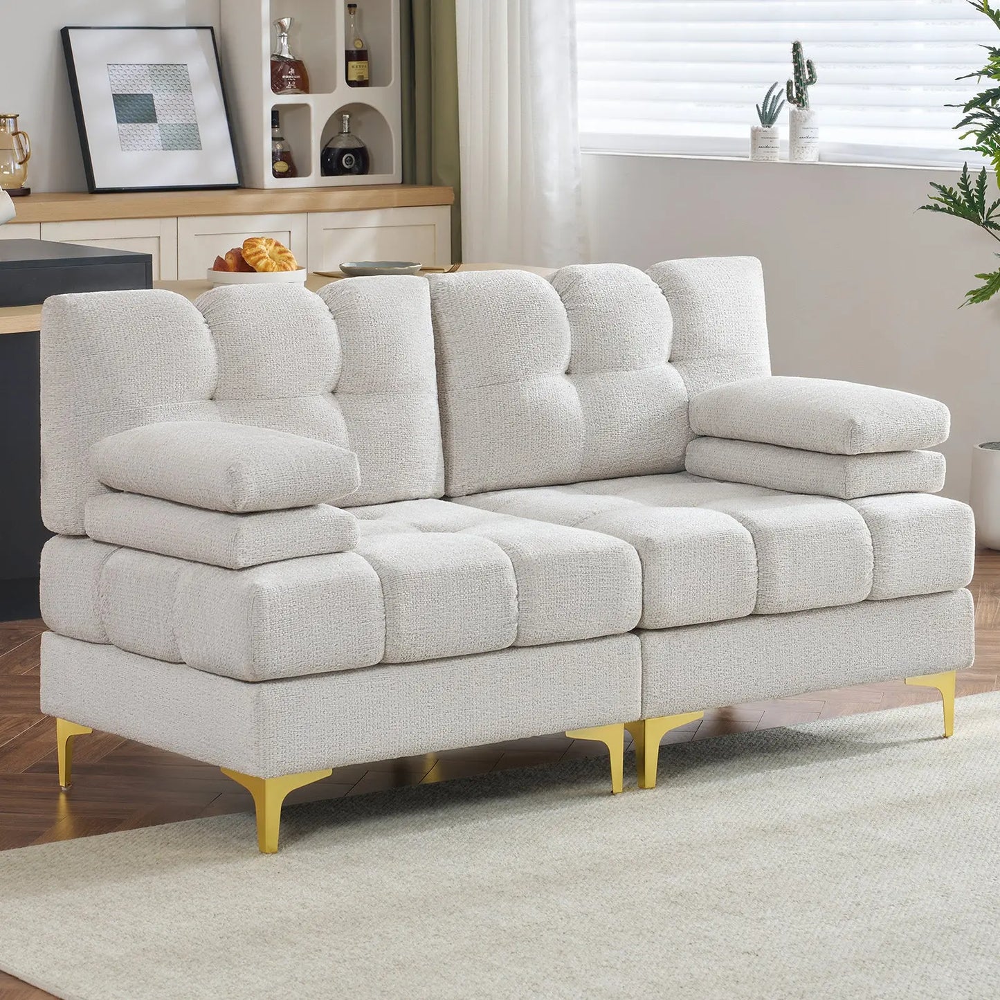 67''-4 Seats with Chaise / Beige